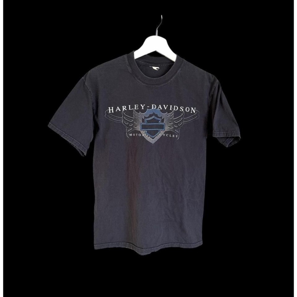 Vintage Y2K Harley Davidson Michigan‎ Tshirt Black Faded Sz Med